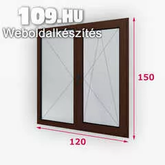 Kétszárnyú fa ablak középfelnyíló 120 x 150 cm